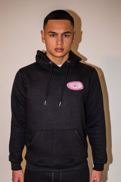 PR1VATE Kapuzenpullover mit rosa Emblem